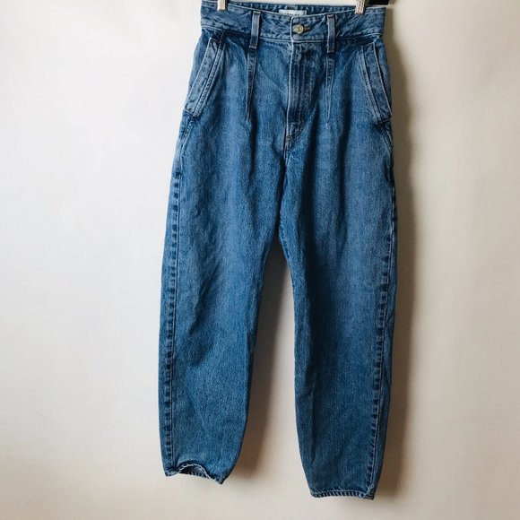 Agolde Balloon Baggy Darted High Rise Jeans Tapered Leg Button Fly Women's 25 - Picture 1 of 11